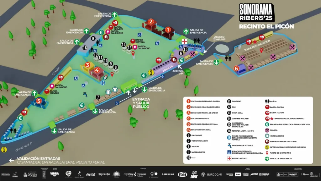 Plano del Recinto del Picón: Sonorama Ribera