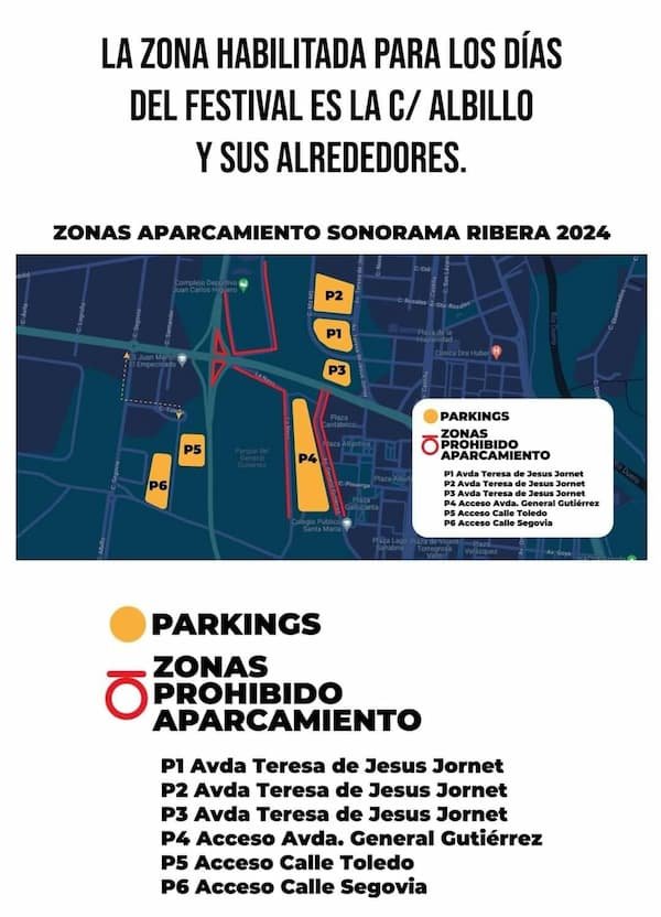 Plano de aparcamientos recomendados organización Sonorama