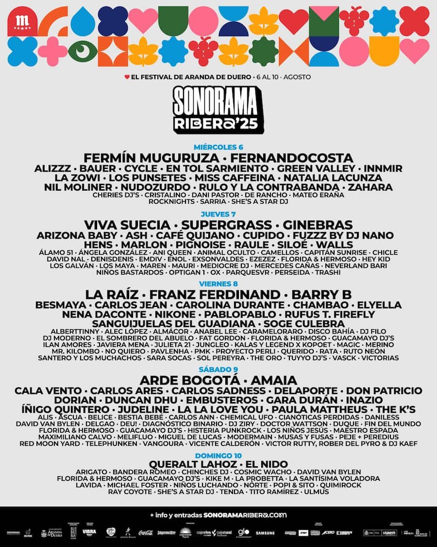 Cartel por días Sonorama 2025